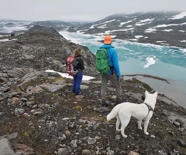 Turgåer i Mjølkedalen, på vei til Mjølkedalsbreen