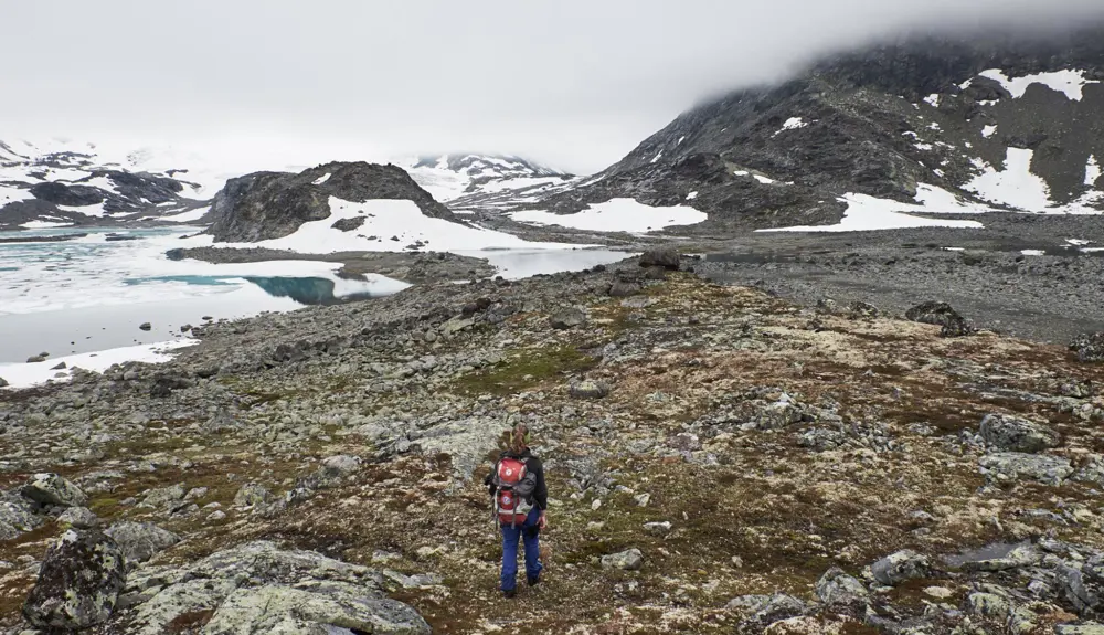 Turgåer i Mjølkedalen, på vei til Mjølkedalsbreen